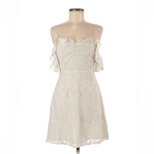 ASTR Cream Allover Tonal Embroidered Kirstin Dress Size M